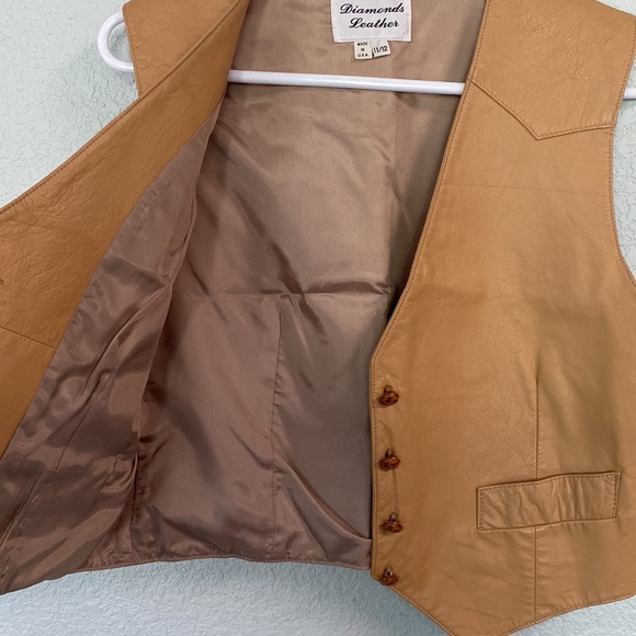 Vintage Children’s Tan leather vest size 10/12 - Picture 7 of 7